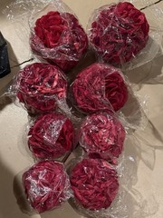 Set of 8 Red Rose Kissing Balls, artificial . Wedding decoration