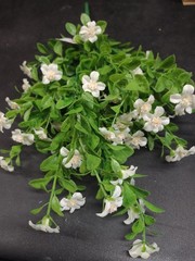 Jacob’s Ladder Silk Daisy Bush w Plastic Greenery, Cute White Flowers 9 Stems