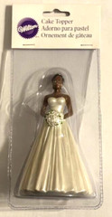 Wilton African American Wedding Cake Topper Bride with Tiara 5″ tall x 3″ base