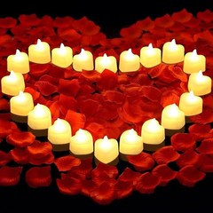 3000 PCS Artificial Rose Petals with 20 PCS Flameless LED Tea Lights Candles