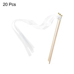 20Pcs Wedding Party Ribbon Streamers Sticks for Party Celebration White