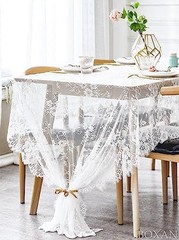 60×120 Inch Gorgeous Lace Tablecloth Overlay Rose Vintage 60Wx120L White