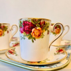 Royal Albert Mokka Cup and Saucer – Old Country Roses, English Porcelain, LTD