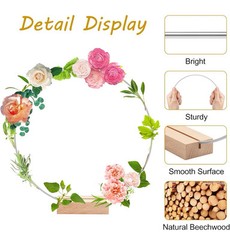 Metal Floral Hoop Centerpiece with 12PCS Wood Place Card Holders