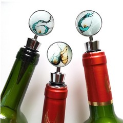 Lockban Wine Bottle Stoppers, Set of 3 Stainless Steel L, Green Glass