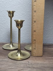 Vintage Brass Taper Candle Holder Set of 3 decor Holiday Taiwan Classic