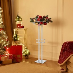 2-Tier Flower Display Stand Wedding Floral Holder Decoration Rack Silver H:133cm
