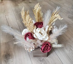 Pampas Grass Bridal Bouquet BOHO Burgundy Sola Wood Tan Cream Ivory Bridesmaid