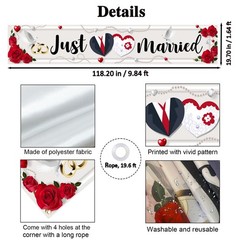 Labakita Large Just Married Banner, 118.2 x 19.7 inches, Black and White