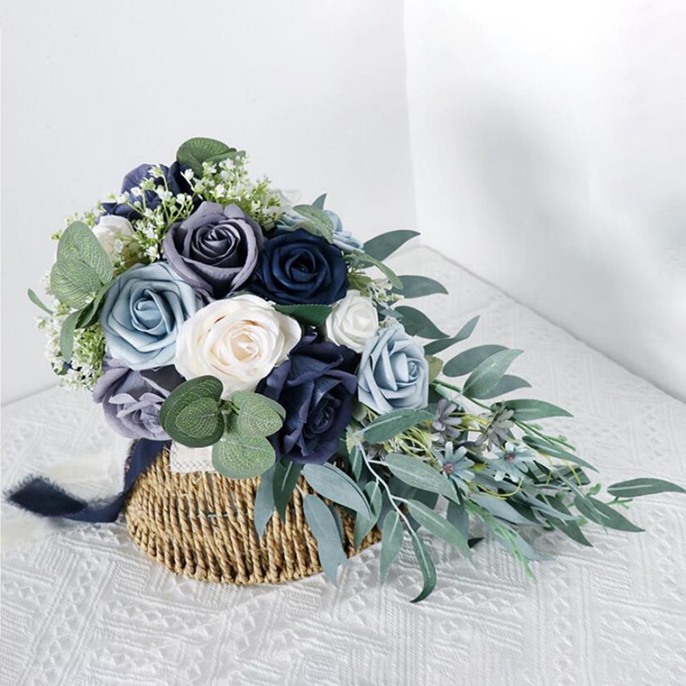 Wedding Bouquets for Bride Waterfall Artificial Roses Bunch Floral Holding