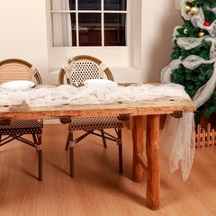 Gold Sequin Gauze Table Runner Whit Star 10FT,Sheer Tulle 10ft x 1pcs White