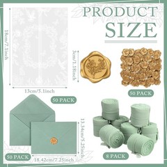 100 Set Wedding Invitation Kit Wedding Vellum Jackets Bulk for 5X7 Sage Green En