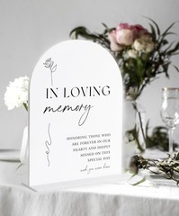 White Acrylic Wedding Sign In Loving Memory Memory Table Gift Display Sign