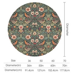 William Morris Tablecloth, Vintage Rustic Classic Art 60″ (Round), Style-12