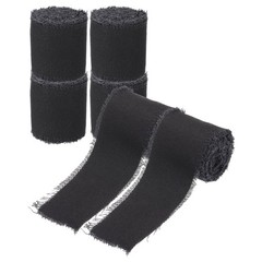 For Uxcell Denim Ribbon, 6 Rolls 1.5»×2 Yard Frayed Fabric, Black