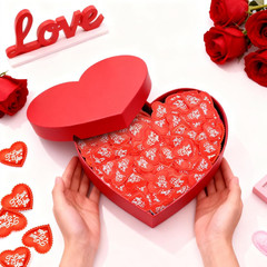 200 Pieces 1.4 Inch Red “I Love You” Fabric Heart Confetti Table Decorations – S