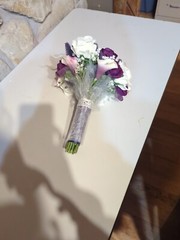 Cascading Bridal Bouquet, 5 Round Bridesmaids Bouquets, 1 Toss Bouquet