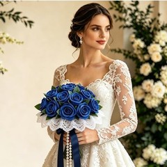 24PCS 20‘’ Sapphire Blue Artificial 24pcs Sapphire Blue Artificial Flowers