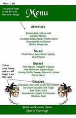 100 MENUS Wedding Graduation Bar Mitzvah Color customize with Information
