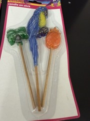 Set Of 4 —3 PC Candle Sticks Luau Party Decor New In Box Palm Parrot Pineapple