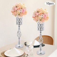 10Pcs Crystal Vase for Centerpieces with Crystal Beads Wedding Vase for Table
