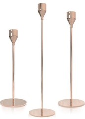 Rose Gold Candlestick Holders for Taper Candles, Set of 3