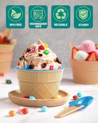 Pack Ice Cream Bowls and Spoons Set, Frozen Yogurt Cups with Spoons Durable 4