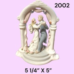 2002 Porcelain Bride Groom Wedding Cake Topper 5 1/4” X 5”