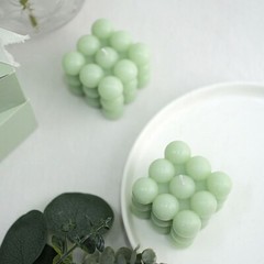 2 SAGE GREEN Bubble Cube Unscented Paraffin Wax CANDLES Wedding Centerpieces