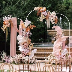 Wedding Arch Stand Set of 3 7.2FT, 6.6FT, 6FT White Metal Arched Backdrop Fra…