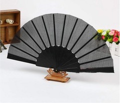 Minelife 4 Pieces Black Handheld Folding Fan, 9 inches x 16.5 inches,