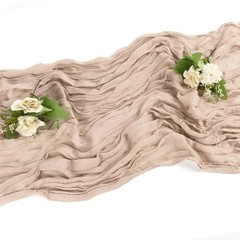 Light Khaki Cheesecloth Table Runner 10FT Boho Gauze Rustic 1 Pack Light khaki