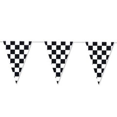 Home Outdoor Flags Bunting PE Party Pennant Flag Racing 30M Black White