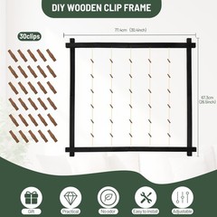 Wood Picture Frames Collage,Photo Display With 30 Clips,Hanging Picture Board…