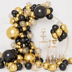 Black and Gold Balloons, 2026 Graduation 5 Inch+10 Inch+12 Inch+18 Inch