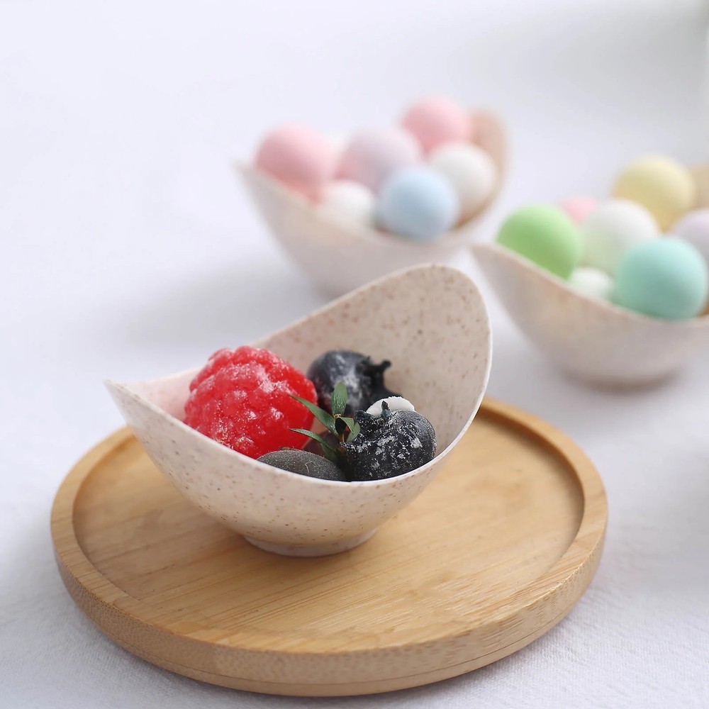 NATURAL 24 Mini Bowls 3″ Biodegradable Wheat Straw Fiber DESSERT CUPS Events