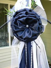 Navy Blue Pew Bows Chair Bows White Wedding Church Aisle decorations Arch decor