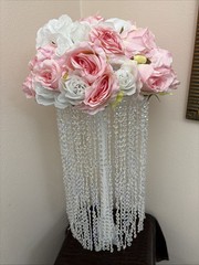 Luxurious Crystal White/Pink Flower Stand Wedding 13in Diameter No Stand Incl