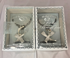 Wedding Toasting Champagne Glasses – Etched Mother & Father of Groom 1980