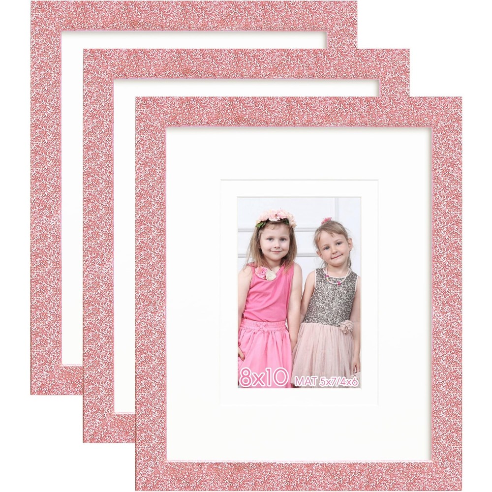 8×10 Glitter Picture Frame Set of 3, Stylish Sparkling Photo Frames with 5×7/…