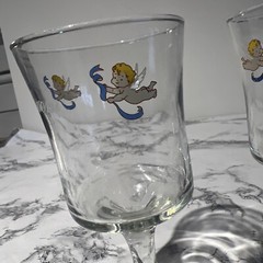 Vintage Bride And Groom Goblet Glasses Cherubs Retro Cupid Wedding Anniversary