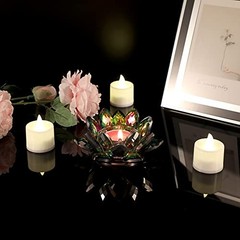 Crystal Lotus Flower Tea Light Holder – Lotus Petals Votive Candle Colorful