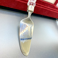 Mikasa 9 1/2″ Silver Plate Cake Server W/ Crystal Handle W/Box Wedding Pie