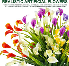 20 Bundles Calla Lily (400 Heads) Artificial Flowers for Outdoors, Fake Plants U