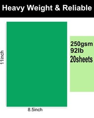 20 Sheets Green Cardstock 8.5 x 11 inch, 250gsm Thick A4,
