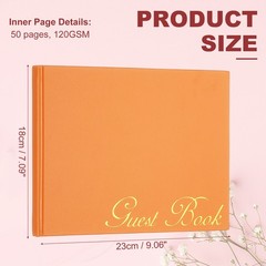 Elegant Guestbook, 9″x7″ PU Leather Wedding Guest Book, Orange