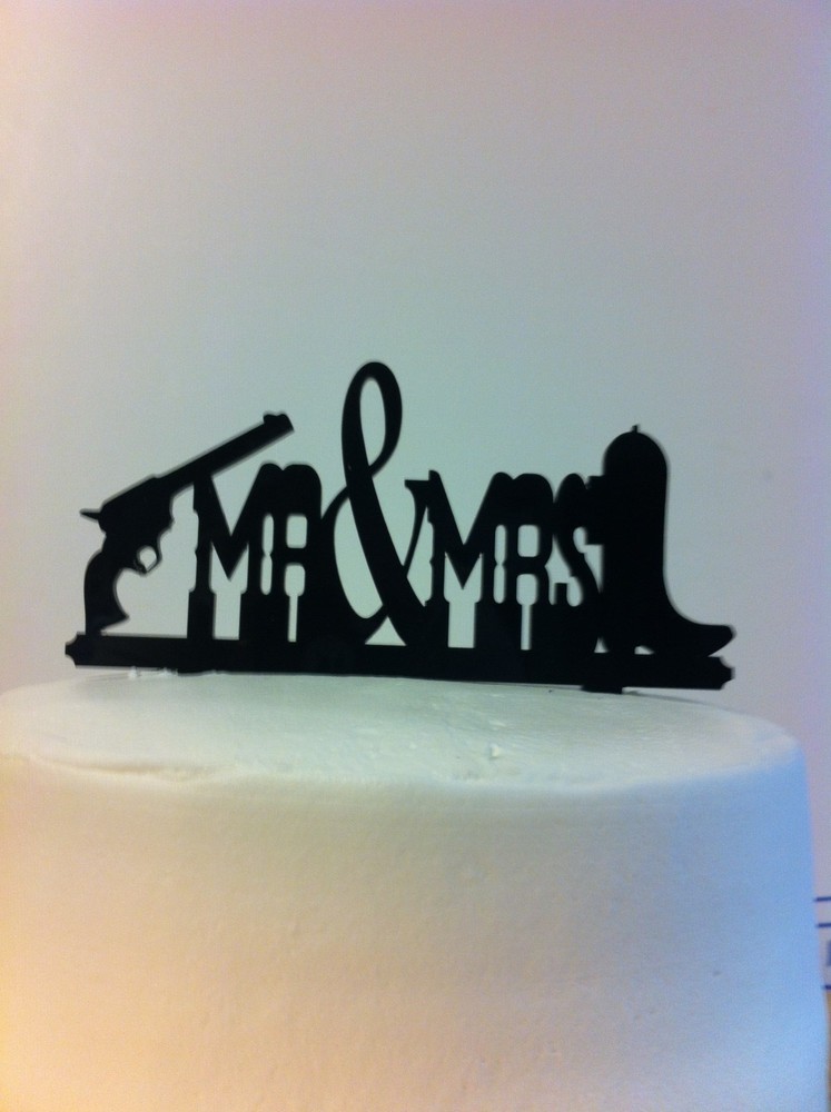 Western Pistol Boot MR & MRS Wedding Cake Topper MADE In USA…..Ships from USA