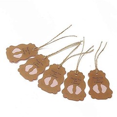 100pcs Baby Shower Tags Kraft Paper Gift Tag，Baby Feet Shower and Party Pink