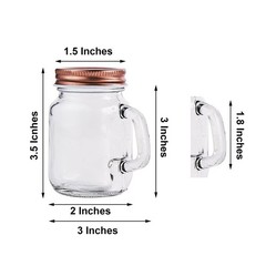 4 Clear Rose Gold 4 oz Glass Mason Mini Jars Lids Wedding Party Favor Holders