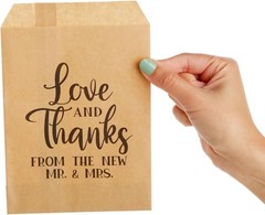 100 Pack Love and Thanks From the New Mr & Mrs for Wedding, Party Favor Bags for